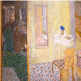 Pierre Bonnard painting depicts wife in the bathroom.